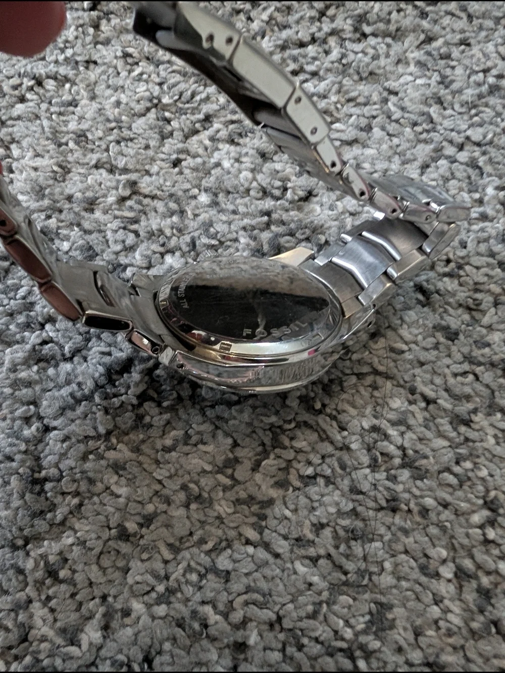 Used Condition Fossil Silver and Black Stainless Steel Diamond Accent Watch